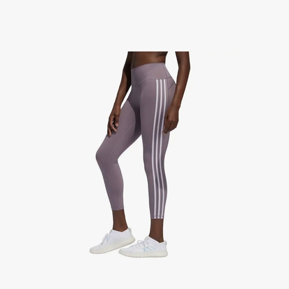 Adidas Lilac White Stripe Athletic Leggings
